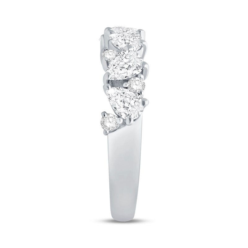 Main Image 2 of 0.95 CT. T.W. Pear-Shaped and Round Diamond Anniversary Band in 14K White Gold