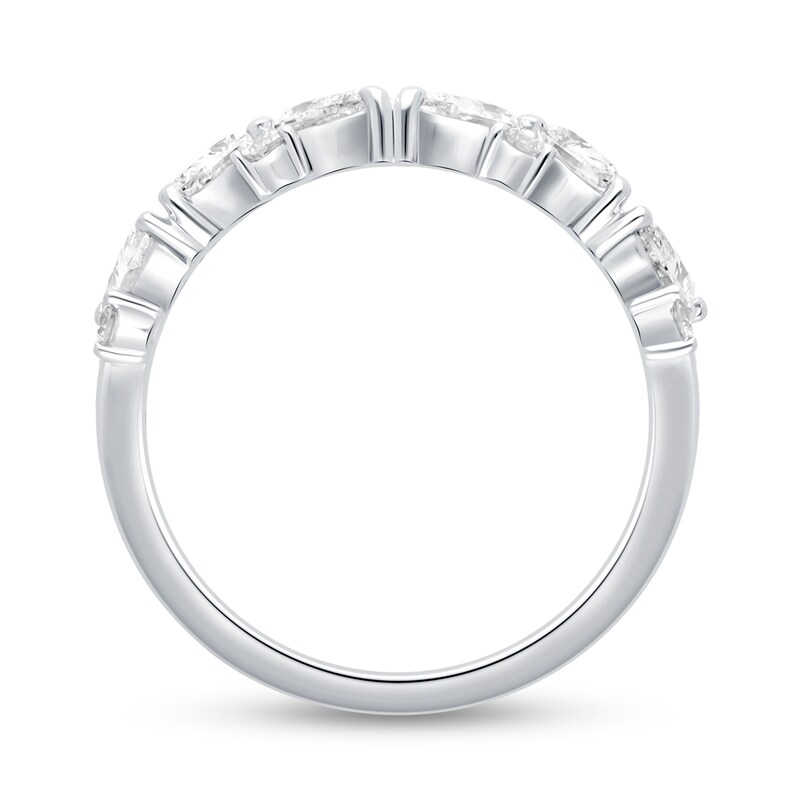 Main Image 3 of 0.95 CT. T.W. Pear-Shaped and Round Diamond Anniversary Band in 14K White Gold