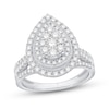 Thumbnail Image 1 of 0.95 CT. T.W. Pear-Shaped Double Frame Engagement Ring in 10K White Gold