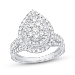 0.95 CT. T.W. Pear-Shaped Double Frame Engagement Ring in 10K White Gold