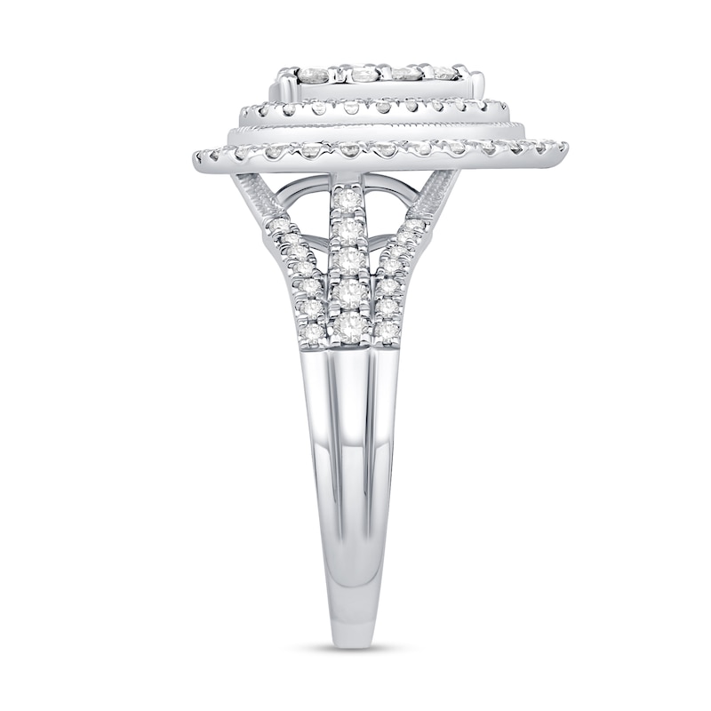 0.95 CT. T.W. Pear-Shaped Double Frame Engagement Ring in 10K White Gold