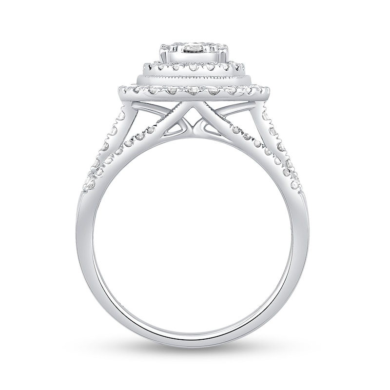 0.95 CT. T.W. Pear-Shaped Double Frame Engagement Ring in 10K White Gold