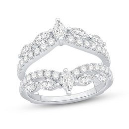 1.45 CT. T.W. Pear-Shaped and Marquise-Cut Diamond Enhancer Ring in 14K White Gold