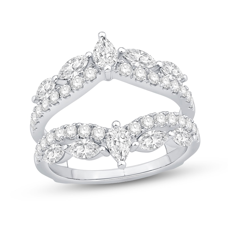 1.45 CT. T.W. Pear-Shaped and Marquise-Cut Diamond Enhancer Ring in 14K White Gold
