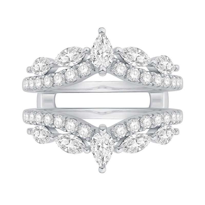 1.45 CT. T.W. Pear-Shaped and Marquise-Cut Diamond Enhancer Ring in 14K White Gold