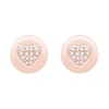 Thumbnail Image 1 of 0.18 CT. T.W. Multi-Diamond Heart Disc Stud Earrings in 10K Rose Gold