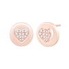 Thumbnail Image 2 of 0.18 CT. T.W. Multi-Diamond Heart Disc Stud Earrings in 10K Rose Gold