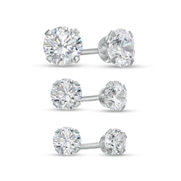 Cubic Zirconia Stud Earrings Set in 14K White Gold