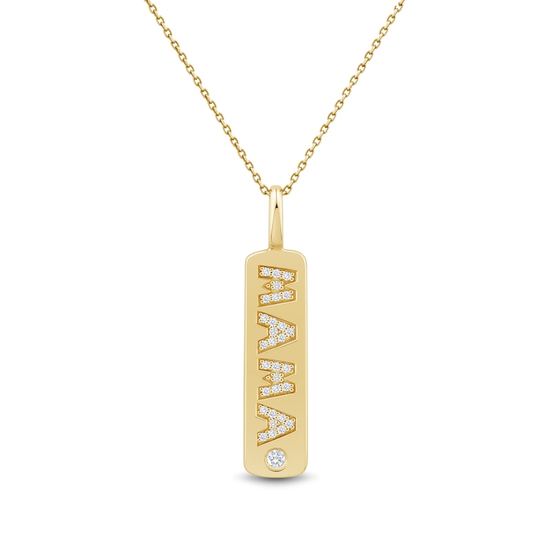 0.115 CT. T.W. Diamond "MAMA" Vertical Bar Pendant in 10K Gold