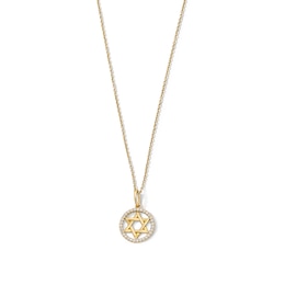 0.085 CT. T.W. Diamond Star of David Circle Frame Pendant in 10K Gold