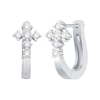 Thumbnail Image 2 of 0.23 CT. T.W. Diamond Cross Hoop Earrings in 14K White Gold
