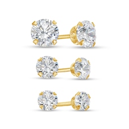 Cubic Zirconia Stud Earrings Set in 14K Gold
