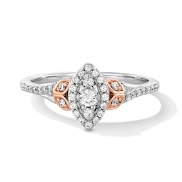 0.25 CT. T.W. Marquise-Shaped Certified Lab-Grown Multi-Diamond Leaf-Sides Promise Ring in 10K Two-Tone Gold (F/VS2)