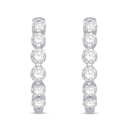 1.95 CT. T.W. Diamond Hoop Earrings in 14K White Gold