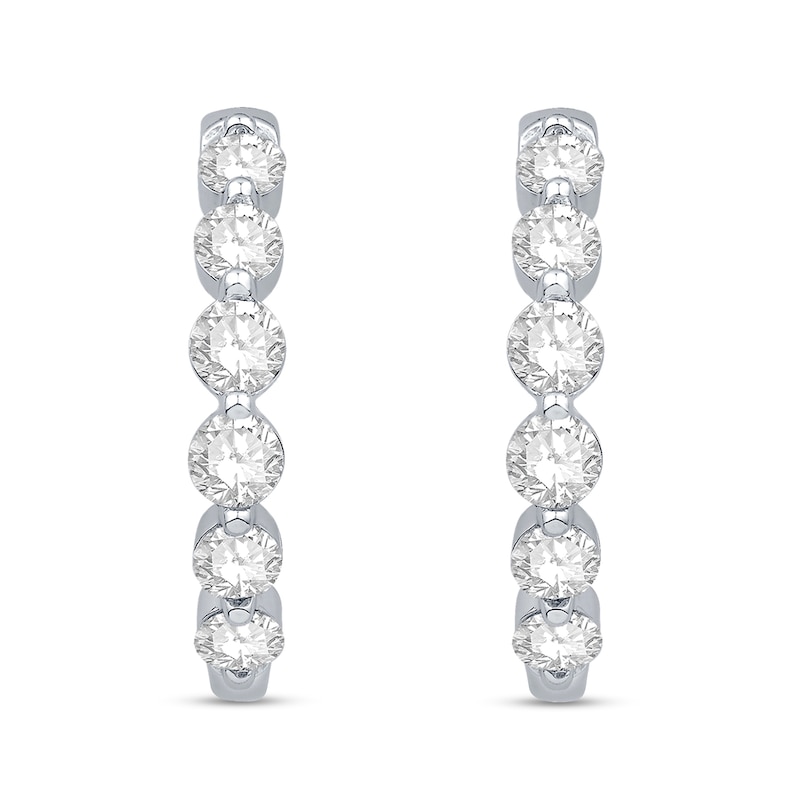 Main Image 1 of 1.95 CT. T.W. Diamond Hoop Earrings in 14K White Gold