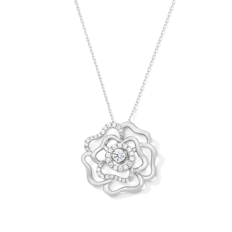 Main Image 1 of Unstoppable Love™ 0.40 CT. T.W. Certified Lab-Grown Diamond Flower Pendant in Sterling Silver (F/SI2)