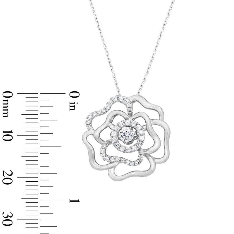 Main Image 4 of Unstoppable Love™ 0.40 CT. T.W. Certified Lab-Grown Diamond Flower Pendant in Sterling Silver (F/SI2)