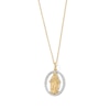 Thumbnail Image 1 of 0.085 CT. T.W. Diamond Oval Frame Virgin Mary Pendant in 10K Gold
