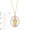 Thumbnail Image 3 of 0.085 CT. T.W. Diamond Oval Frame Virgin Mary Pendant in 10K Gold