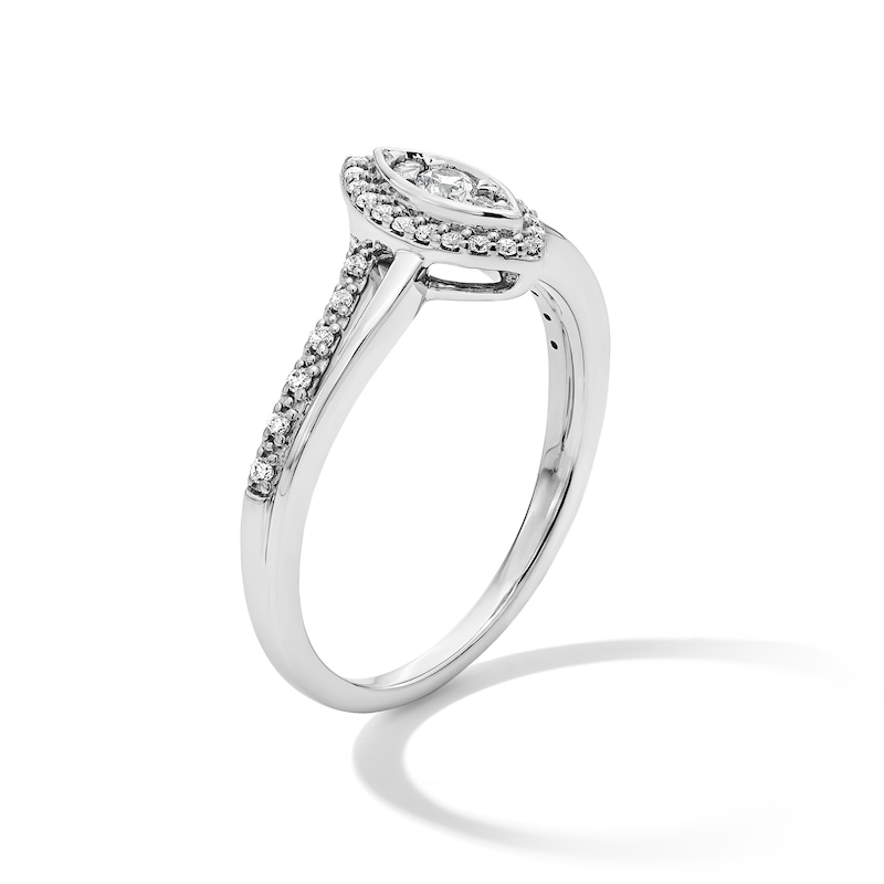 0.20 CT. T.W. Marquise-Shaped Certified Lab-Grown Multi-Diamond Frame Split Shank Promise Ring in Sterling Silver