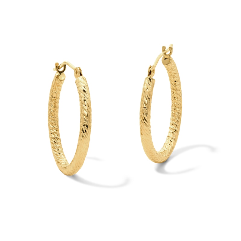20.0mm Diamond-Cut Twist Hoop Earrings in Hollow 10K Gold