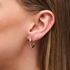 Thumbnail Image 2 of 20.0mm Patterned Square-Wire Hoop Earrings in Hollow 10K Gold