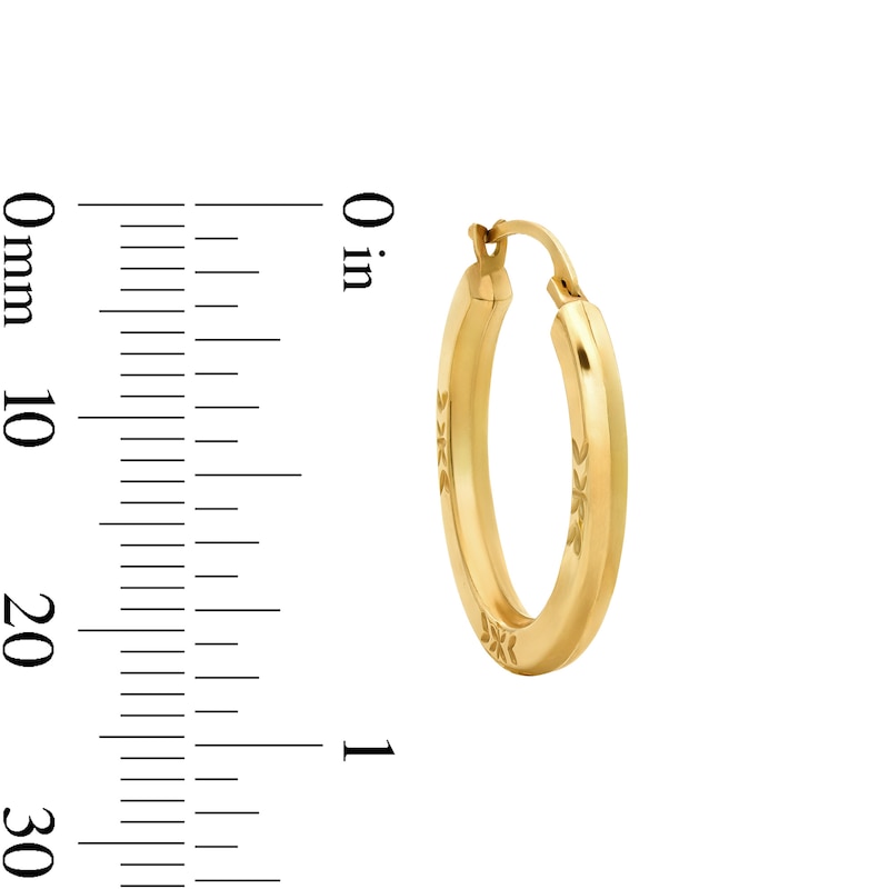 20.0mm Patterned Square-Wire Hoop Earrings in Hollow 10K Gold