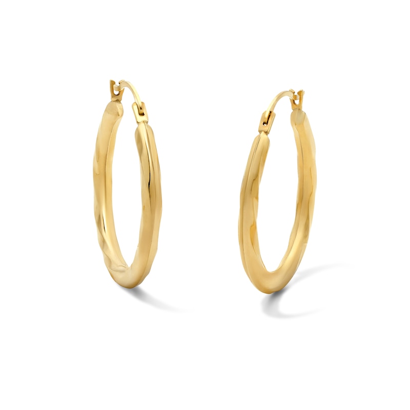 23.0mm Twist Hoop Earrings in Hollow 10K Gold