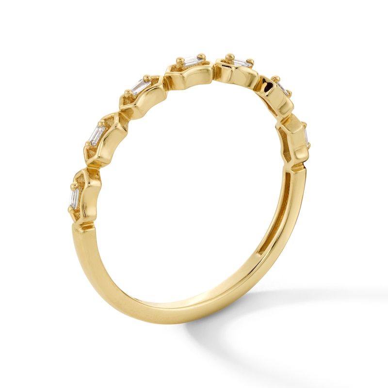 Main Image 2 of 0.05 CT. T.W. Baguette-Cut Diamond Seven-Stone Band in 10K Gold