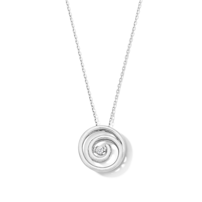Main Image 1 of Unstoppable Love™ 0.05 CT. Certified Lab-Grown Diamond Solitaire Spiral Pendant in Sterling Silver (F/SI2)