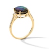 Thumbnail Image 3 of EFFY™ Collection Oval Multi-Colour Ammolite and 0.085 CT. T.W. Diamond Ring in 14K Gold