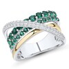 Thumbnail Image 1 of Lab-Created Emerald and 0.23 CT. T.W. Diamond Ring in 10K Gold and Sterling Silver