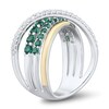 Thumbnail Image 2 of Lab-Created Emerald and 0.23 CT. T.W. Diamond Ring in 10K Gold and Sterling Silver