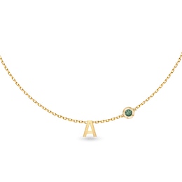 Initial Necklace with Birthstone (1 Initial and 1 Stone)