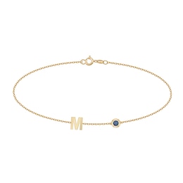 Initial Bracelet with Birthstone (1 Initial and 1 Stone)