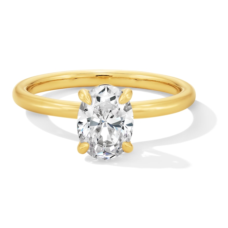 Main Image 1 of 1.00 CT. Oval Certified Lab-Grown Diamond Solitaire Engagement Ring 14K Gold (F/VS2)