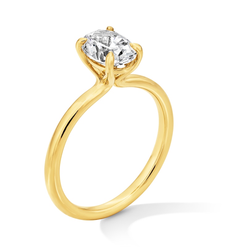 Main Image 2 of 1.00 CT. Oval Certified Lab-Grown Diamond Solitaire Engagement Ring 14K Gold (F/VS2)