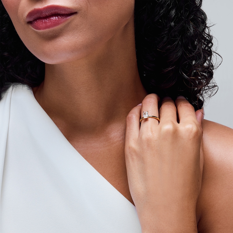 Main Image 2 of 1.00 CT. Radiant-Cut Certified Lab-Grown Diamond Solitaire Engagement Ring 14K Gold (F/VS2)