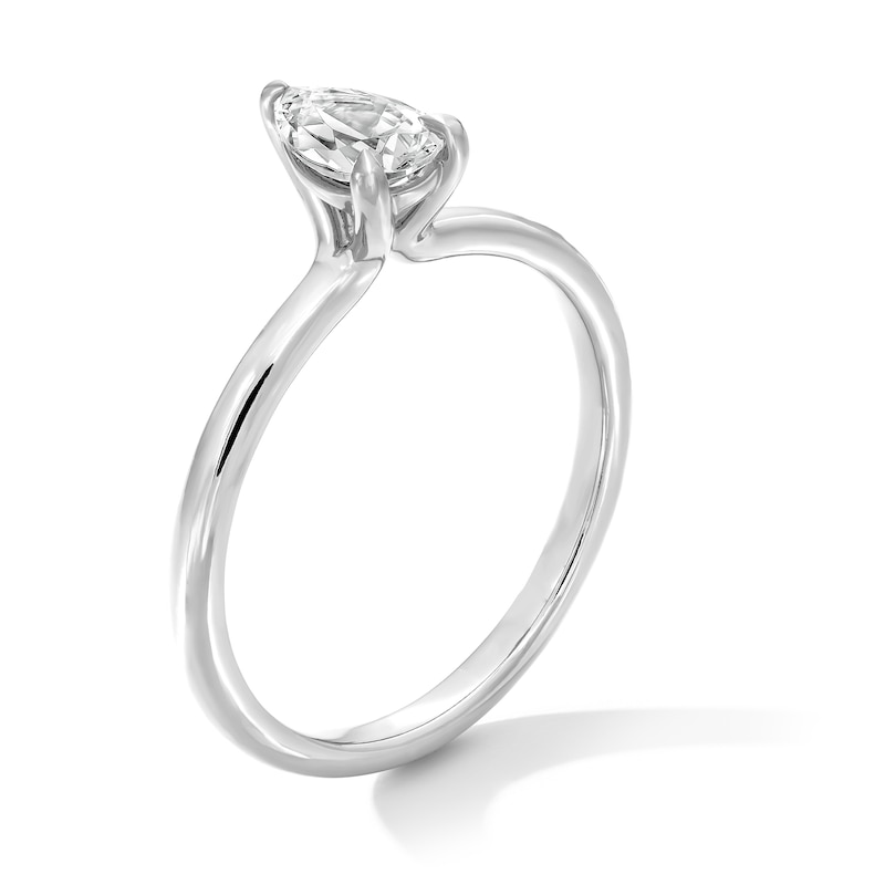 Main Image 3 of 0.50 CT. Pear-Shaped Certified Lab-Grown Diamond Solitaire Ring in 14K White Gold (F/VS2)