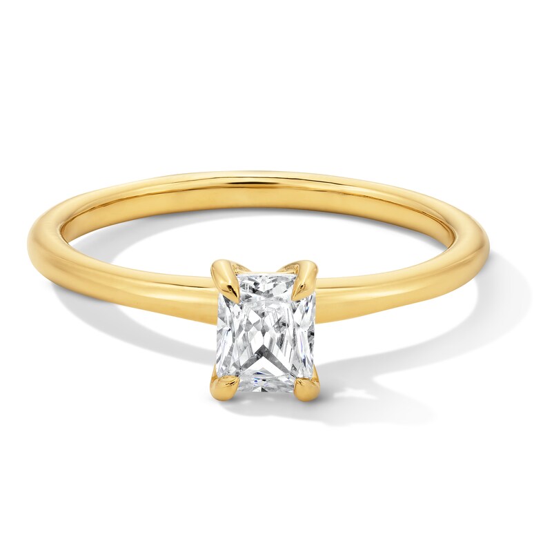 Main Image 1 of 0.50 CT. Radiant-Cut Certified Lab-Grown Diamond Solitaire Ring in 14K Gold (F/VS2)