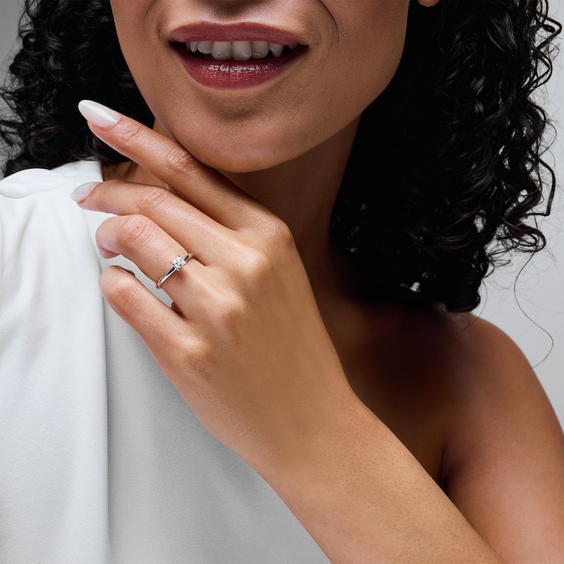 Main Image 2 of 0.50 CT. Princess-Cut Certified Lab-Grown Diamond Solitaire Ring in 14K White Gold (F/VS2)