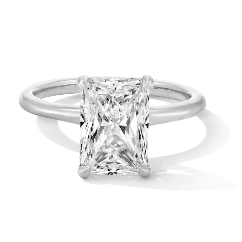 Main Image 1 of 3.00 CT. Radiant-Cut Certified Lab-Grown Diamond Solitaire Ring in 14K White Gold (F/VS2)