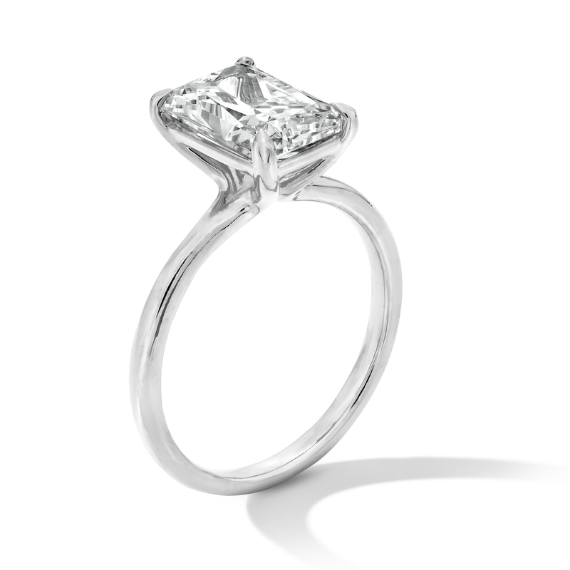 Main Image 3 of 3.00 CT. Radiant-Cut Certified Lab-Grown Diamond Solitaire Ring in 14K White Gold (F/VS2)