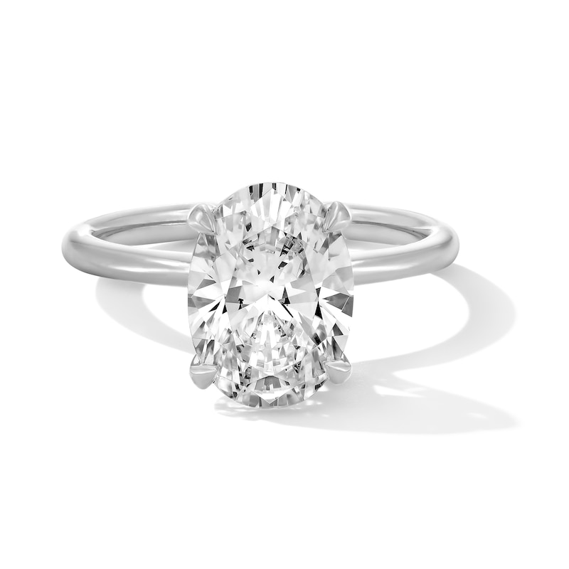 Main Image 1 of 3.00 CT. Oval Certified Lab-Grown Diamond Solitaire Ring in 14K White Gold (F/VS2)
