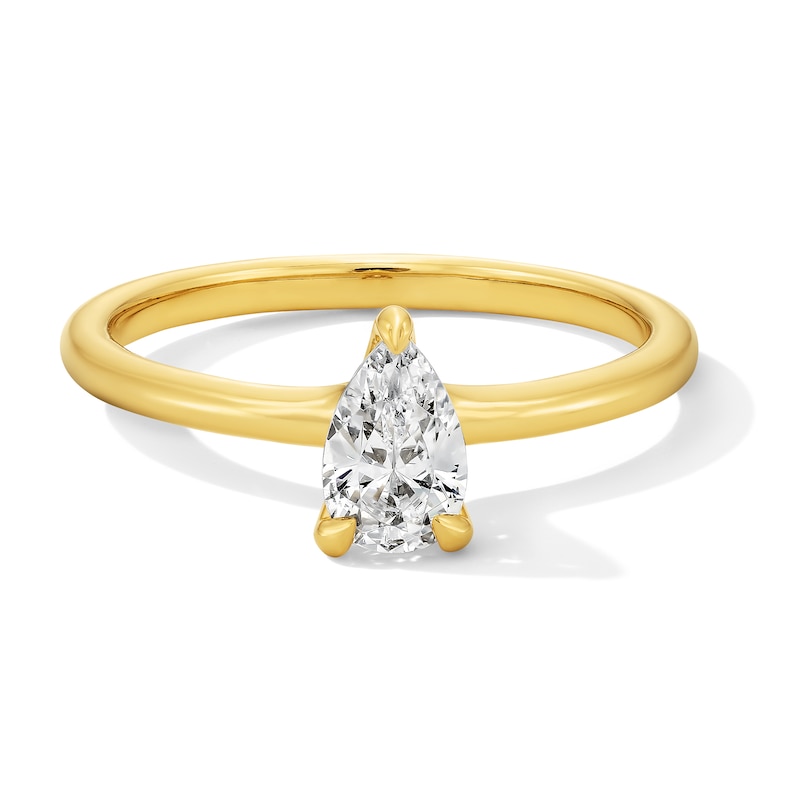 Main Image 1 of 0.50 CT. Pear-Shaped Certified Lab-Grown Diamond Solitaire Ring in 14K Gold (F/VS2)