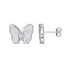 Thumbnail Image 1 of Marquise-Cut Aquamarine Lab-Created Sapphire Butterfly Stud Earrings in Sterling Silver