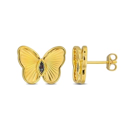 Marquise-Cut Lab-Created Alexandrite Butterfly Stud Earrings in Sterling Silver with 18K Gold Plate