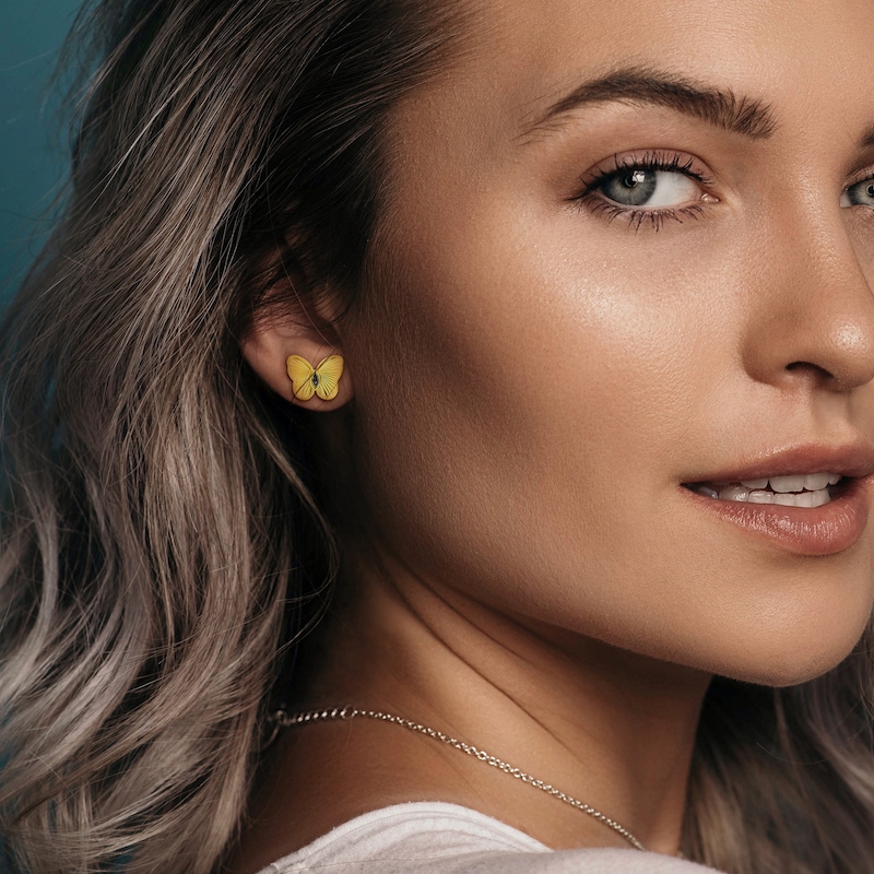 Main Image 2 of Marquise-Cut Lab-Created Alexandrite Butterfly Stud Earrings in Sterling Silver with 18K Gold Plate