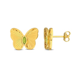 Marquise-Cut Peridot Butterfly Stud Earrings in Sterling Silver with 18K Gold Plate