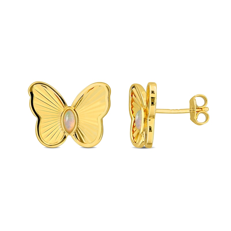 Marquise-Shaped Opal Butterfly Stud Earrings in Sterling Silver with 18K Gold Plate